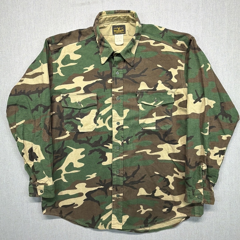 Vintage ERDL Heavy Cotton Camo Shirt XL Chamois Made‎ In USA